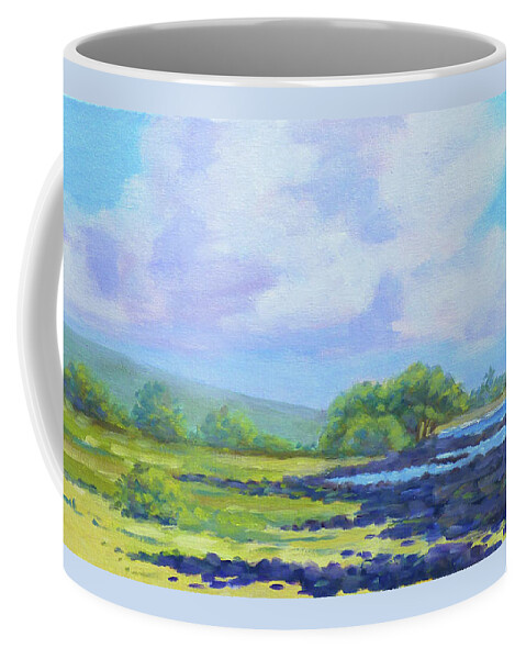 Landscape Coffee Mug featuring the painting Energy Lab Beach Sky by Stan Chraminski