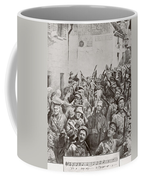 Soldiers Coffee Mug featuring the drawing English Soldiers Marching And Singing by Vintage Design Pics