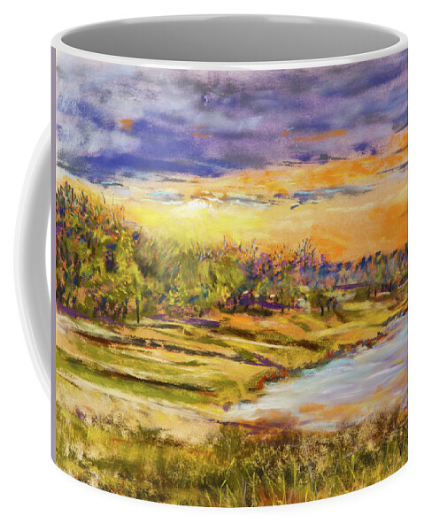 Pastel Painting Coffee Mug featuring the painting Enid Shore Sunrise by Barry Jones