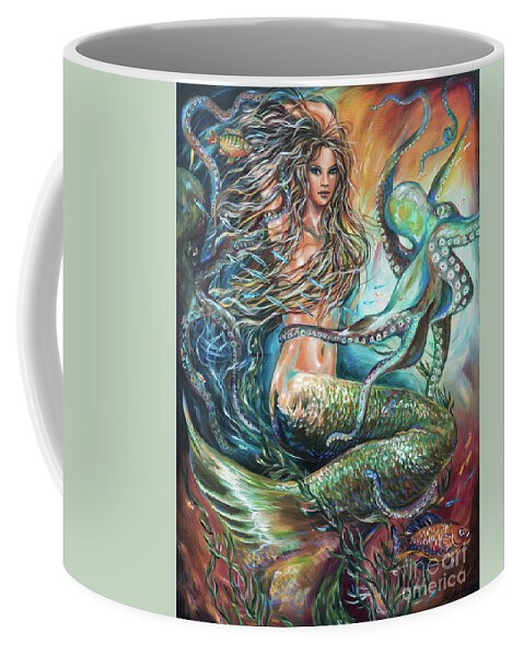Coral Reef Coffee Mug featuring the painting Entangled Central by Linda Olsen
