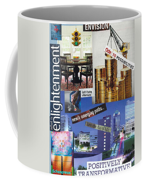 Collage Art Coffee Mug featuring the mixed media Envision More by Susan Schanerman