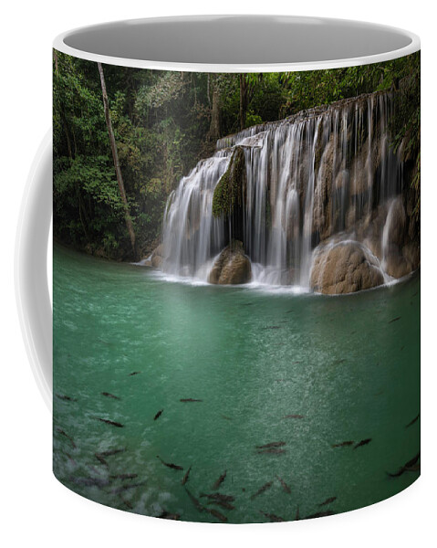 Landscape Coffee Mug featuring the photograph Erawan Falls 2nd Falls 2 by Scott Cunningham