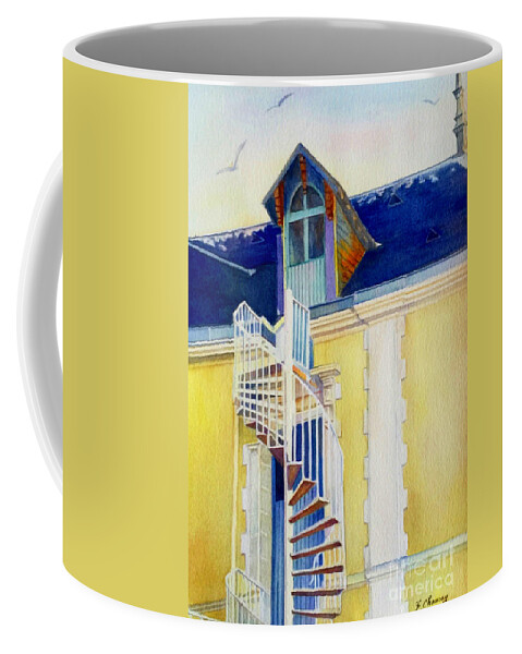 Escalier Coffee Mug featuring the painting Escalier du Grenier by Francoise Chauray