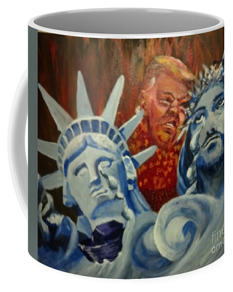 Politics Coffee Mug featuring the painting Escape on Tears of Love and Liberty by Saundra Johnson