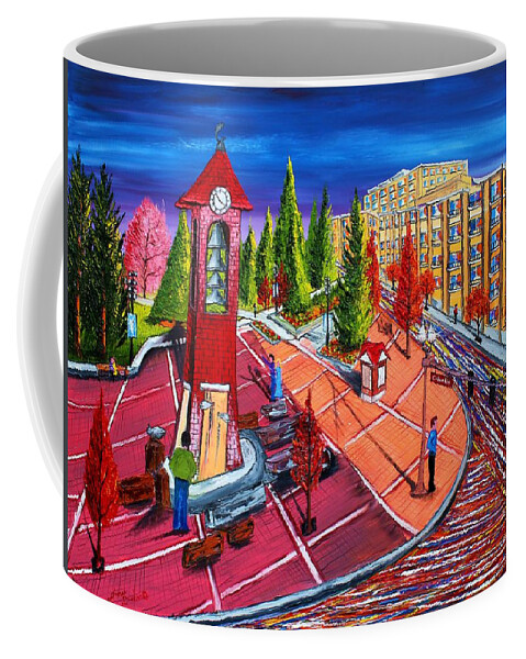  Coffee Mug featuring the painting Esther Short Park At Dusk #1 by James Dunbar