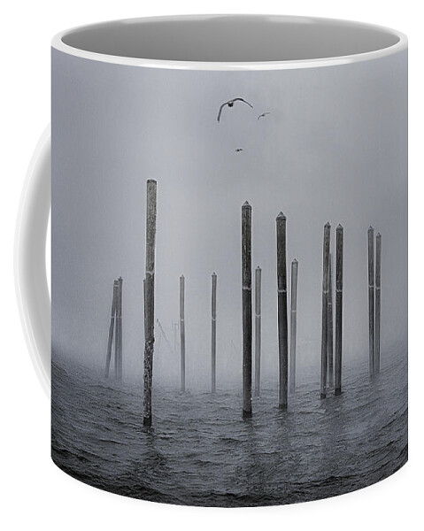 Ethereal Pilings Coffee Mug featuring the photograph Ethereal Pilings by Marty Saccone