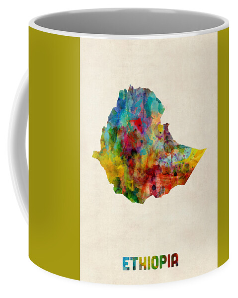 Ethiopia Coffee Mug featuring the digital art Ethiopia Watercolor Map by Michael Tompsett