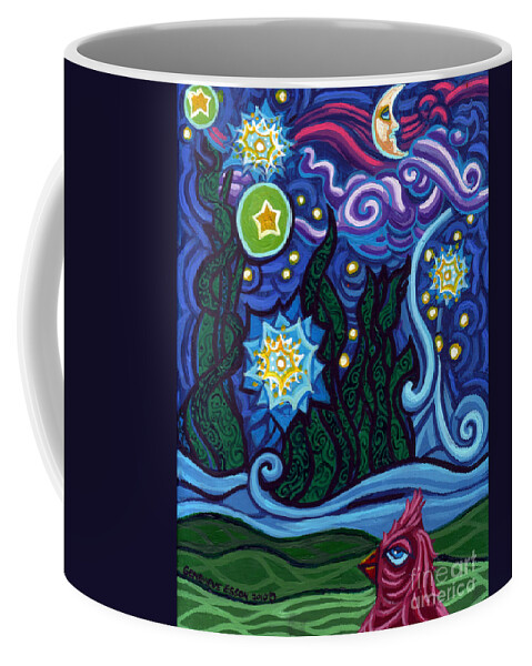 Starry Night Coffee Mug featuring the painting Etoile Noire Bleu by Genevieve Esson