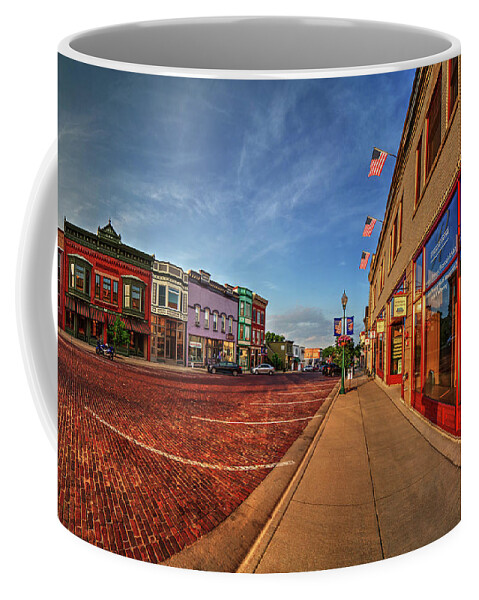 Evansville Wi Main Street Americana Wisconsin Horizontal Coffee Mug featuring the photograph Evansville WI Main St by Peter Herman