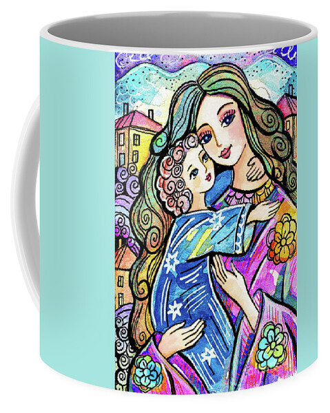 Mother And Child Coffee Mug featuring the painting Evening Angel by Eva Campbell