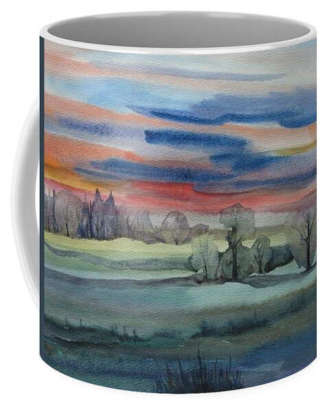 Landscape Coffee Mug featuring the painting Evening in Fishcreek Park by Anna Duyunova