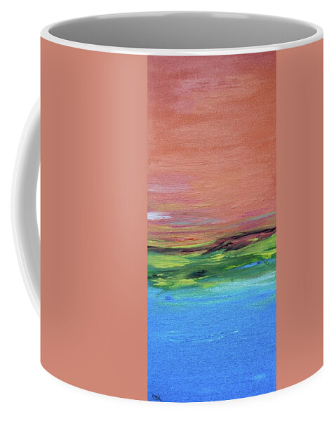 Abstract Painting Coffee Mug featuring the painting Evening Sea and Water by Carrie Godwin