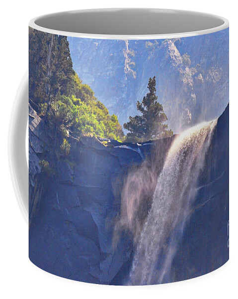 Yosemite Coffee Mug featuring the photograph Evergreen Pines and Bridalveil Falls by Debby Pueschel