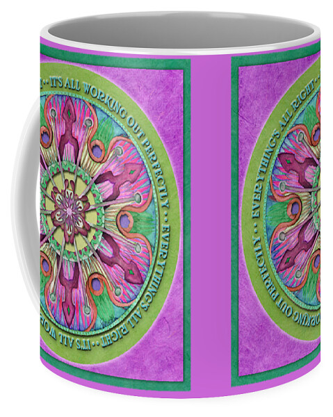 Mandala Coffee Mug featuring the painting Everything's All Right Mandala Prayer by Jo Thomas Blaine