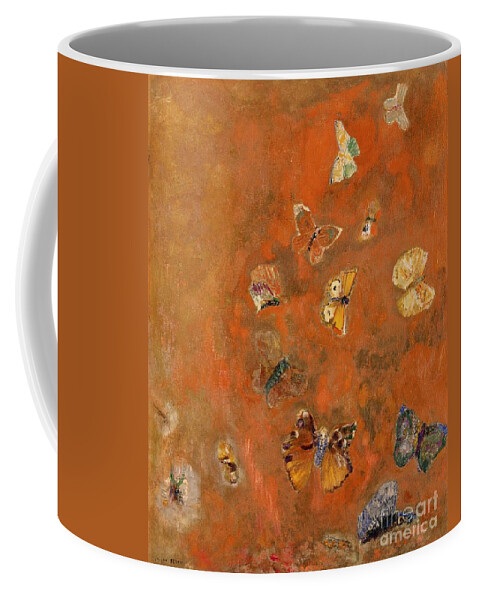Evocation Coffee Mug featuring the painting Evocation of Butterflies by Odilon Redon