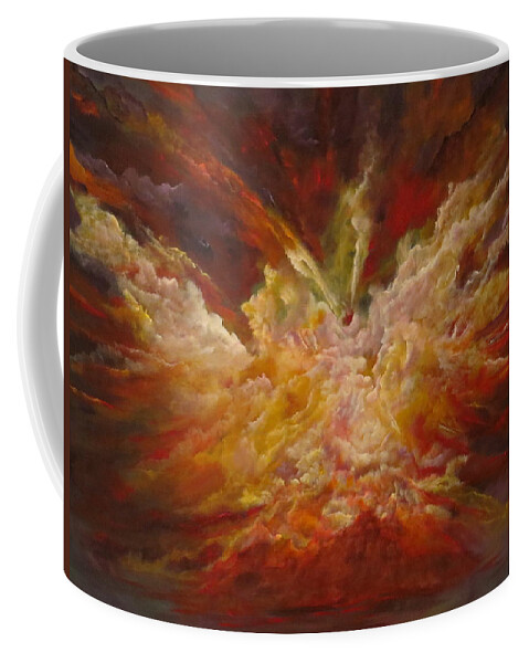 Large Abstract Coffee Mug featuring the painting Exalted by Soraya Silvestri