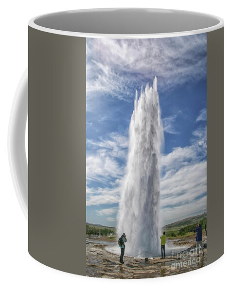 Strokkur Coffee Mug featuring the photograph Exploding geyser in Iceland by Patricia Hofmeester