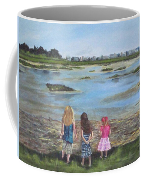 Acrylic Coffee Mug featuring the painting Exploring The Marshes by Paula Pagliughi