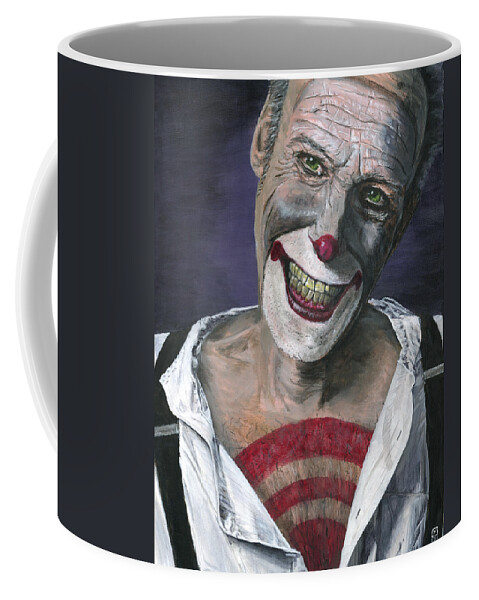 Clown Coffee Mug featuring the painting Exposed by Matthew Mezo