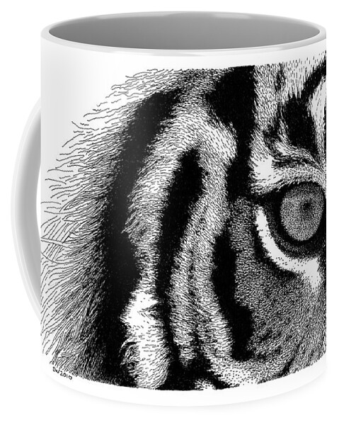 eye Of The Tiger Coffee Mug featuring the drawing Eye of the Tiger by Scott Woyak