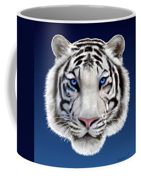 Tiger Coffee Mug featuring the digital art Eyes of the Tiger by Glenn Holbrook