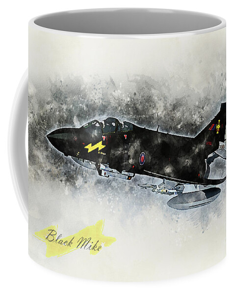 F-4 Coffee Mug featuring the digital art F-4 Phantom Black Mike by Airpower Art