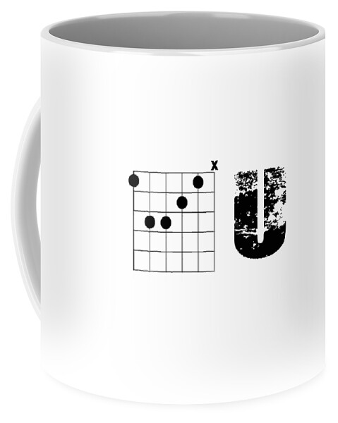F Coffee Mug featuring the drawing F Chord U by Bill Cannon