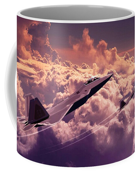 F22 Raptor Coffee Mug featuring the digital art F22 Raptor Aviation Art by John Wills