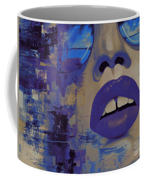 Animal Portrait Coffee Mug featuring the painting Face If Blue Abstract by Gull G