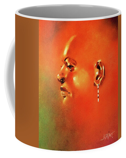 Portrait Coffee Mug featuring the painting Facial Vignette in Profile by Al Brown