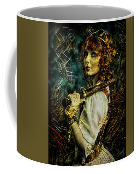 Steampunk Coffee Mug featuring the mixed media Facilitatress by Lilia D