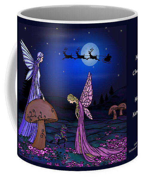 Fairy Christmas Coffee Mug featuring the digital art Fairy Christmas Card by Barbara St Jean