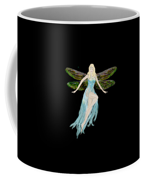 Fantasy Coffee Mug featuring the digital art Fairy in the Blue dress by Tom Conway