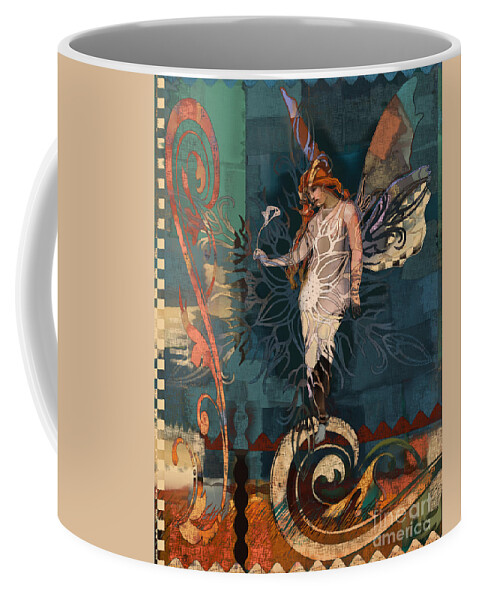 Fairy Coffee Mug featuring the painting Fairyland Two by Carrie Joy Byrnes