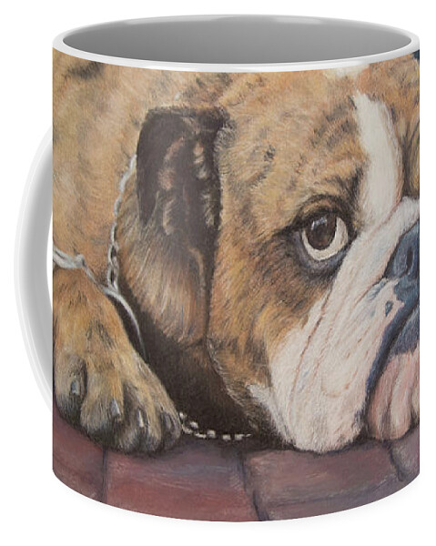 Bulldog Coffee Mug featuring the painting Faithful Longing by Kirsty Rebecca