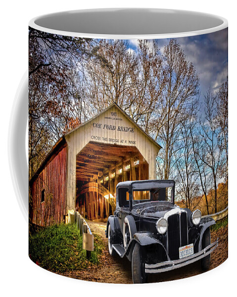 Covered Bridge Coffee Mug featuring the photograph Fall Country Drive by Bill Dutting