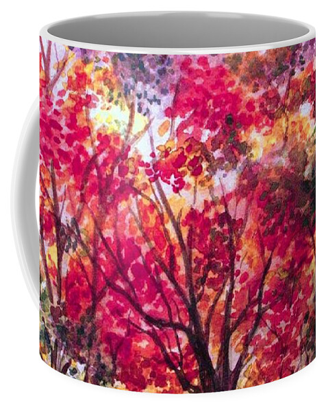 Fall Leaves Coffee Mug featuring the painting Fall in the Forest by Hazel Holland