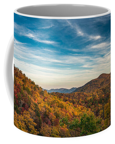 Asheville Coffee Mug featuring the photograph Fall Skies pano by Joye Ardyn Durham