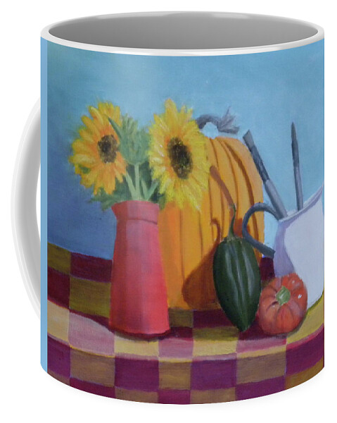 Still Life Sunflowers Light Coffee Mug featuring the painting Fall Time by Scott W White