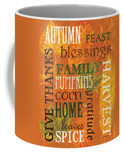 Fall Coffee Mug featuring the painting Fall Typography 1 by Debbie DeWitt