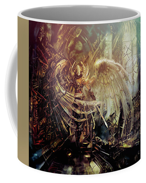 Fallen Angel Coffee Mug featuring the mixed media Fallen Angel by Lilia S