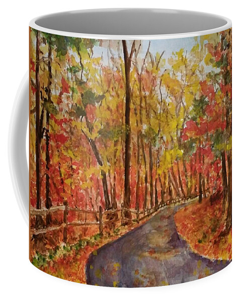 Fall Coffee Mug featuring the painting Falling Leaves I by Cheryl Wallace
