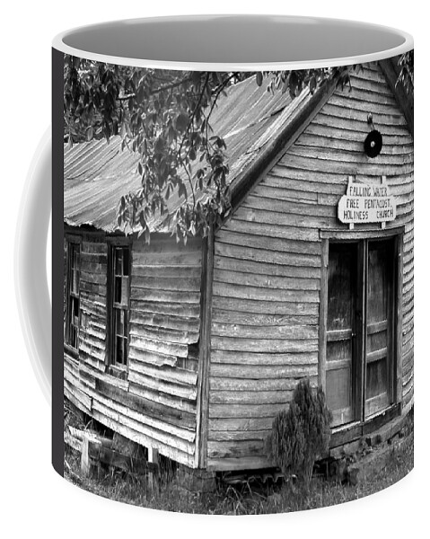 Wood Coffee Mug featuring the photograph falnH2OchurchBW by Curtis J Neeley Jr