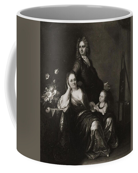 Juriaen Pool And Rachel Pool-ruysch - Family Portrait With Flower Still-life Coffee Mug featuring the painting Family by Juriaen Pool