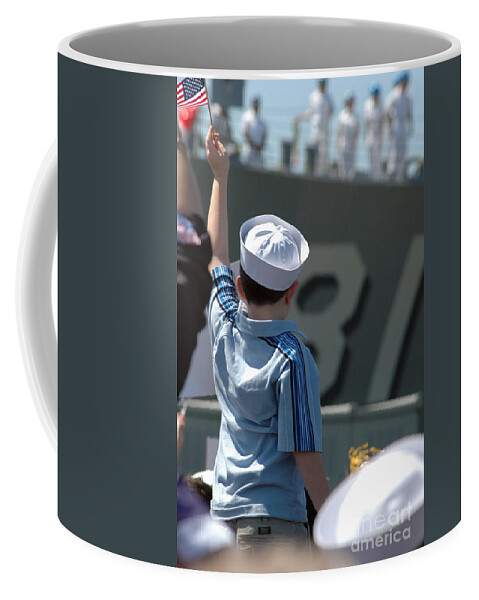 Color Image Coffee Mug featuring the photograph Family Members Welcome Home The Sailors by Stocktrek Images
