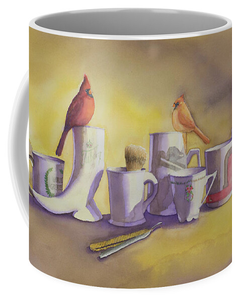 Cardinals Coffee Mug featuring the painting Family Mug Shot by Sandra Neumann Wilderman