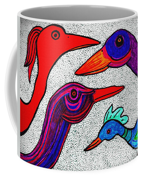 Bird Coffee Mug featuring the drawing Family Portrait by Sarah Loft