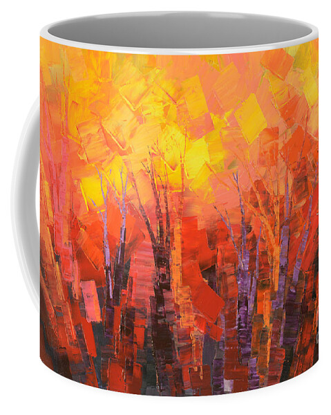 Abstract Coffee Mug featuring the painting Fantastic Fire by Tatiana Iliina