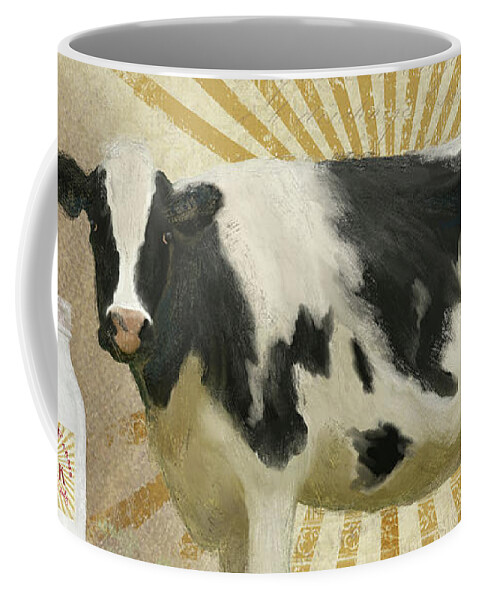 Farm Fresh Coffee Mug featuring the painting Farm Fresh Milk Vintage Style Typography Country Chic by Audrey Jeanne Roberts