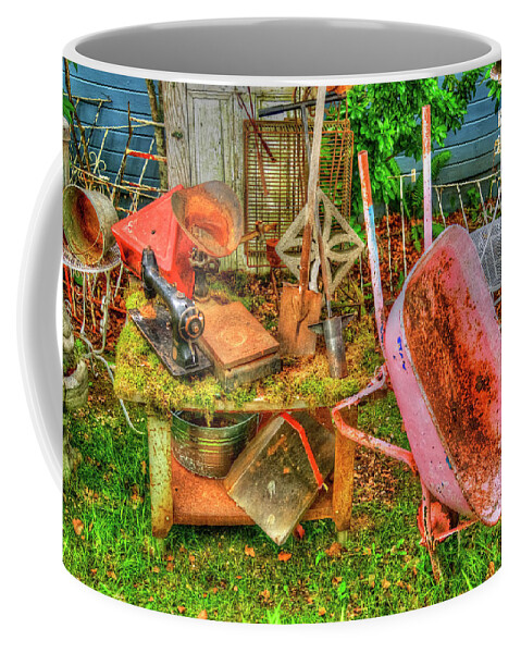 Port Ganble Coffee Mug featuring the photograph Farm House Tools 3 by Richard J Cassato